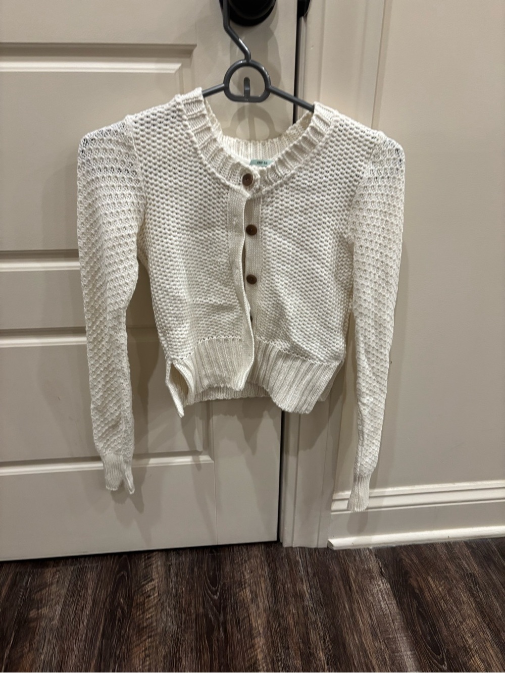 Kimchi Blue Cream Cropped Knit Button-Front Cardigan